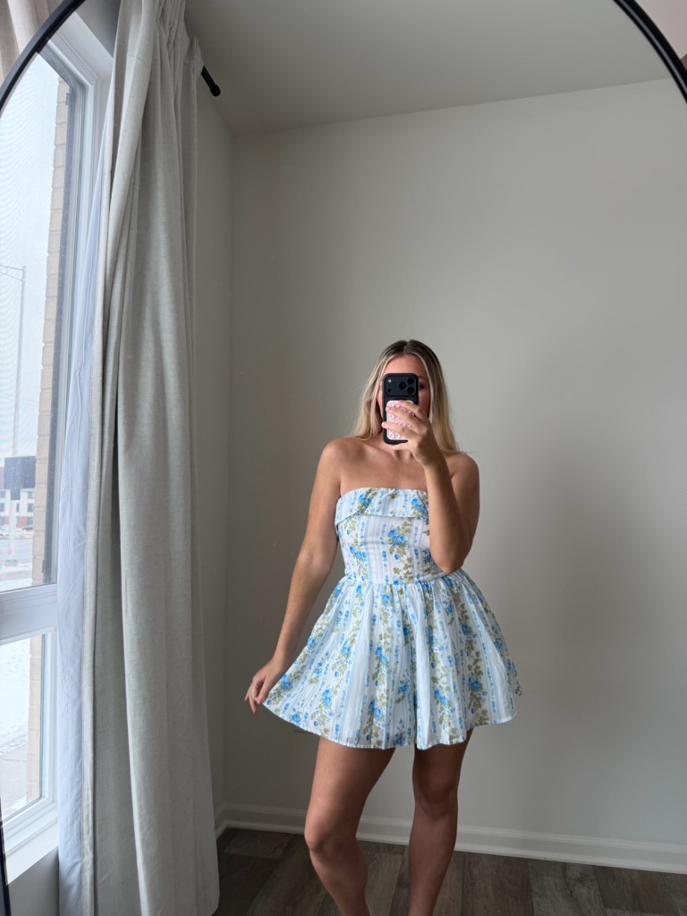 Strapless Blue Floral Summer romper - Picture 4 of 4